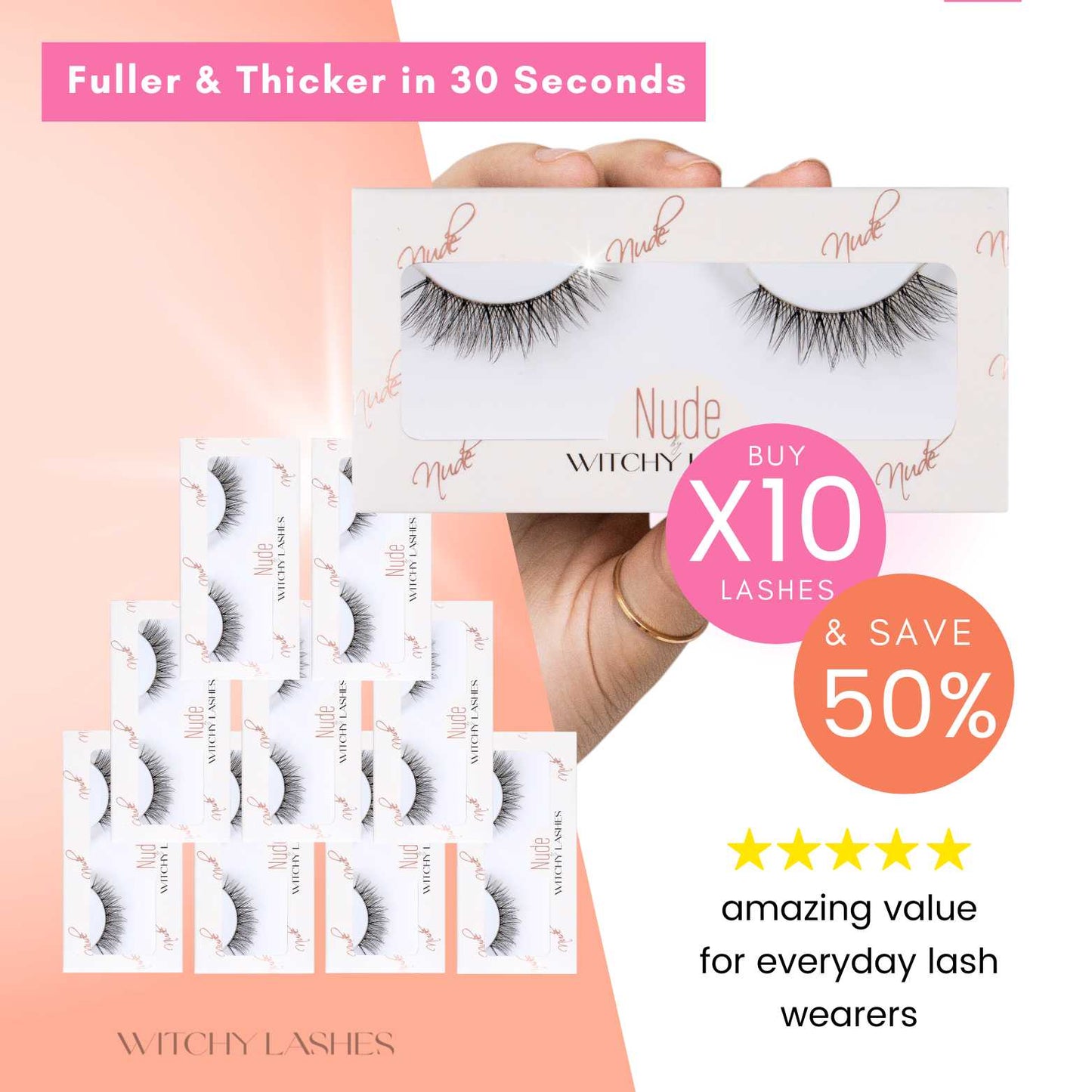 Invisible Lashes Single or Bulk buy - Magnetic Eyelashes WitchyLashes