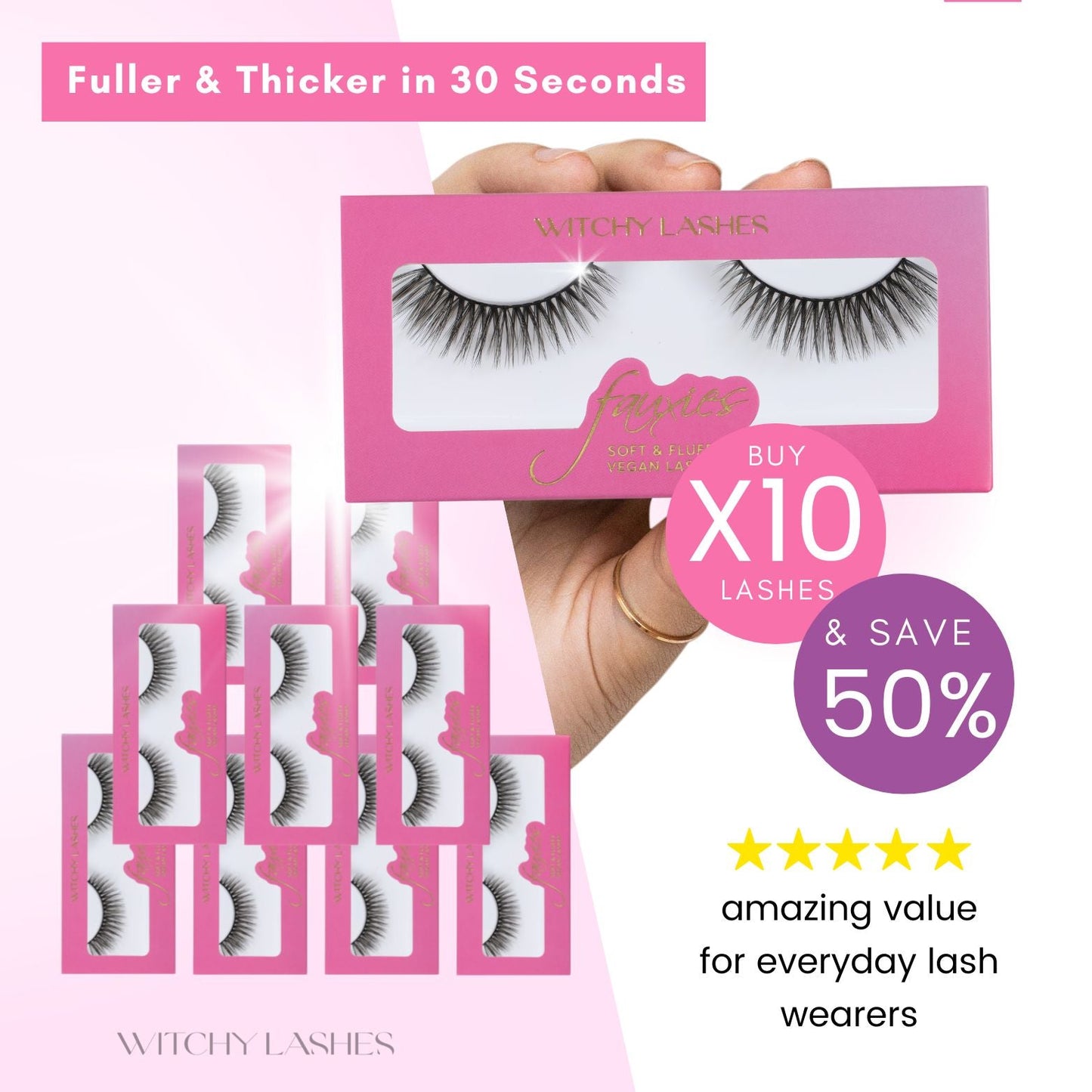 Natural Lashes Bulk buy - Magnetic Eyelashes WitchyLashes