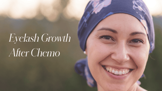 Smiling woman wearing a headscarf during chemotherapy with natural-looking eyelashes