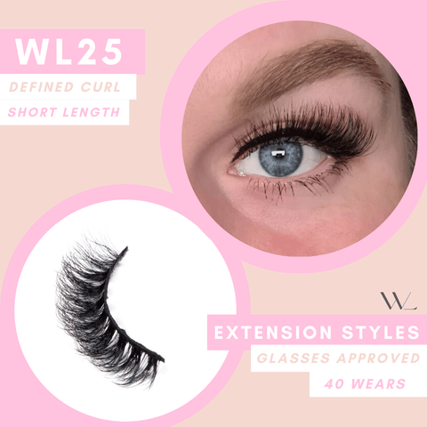 WL25 hybrid Russian style eyelashes with softly fanned matte fibres