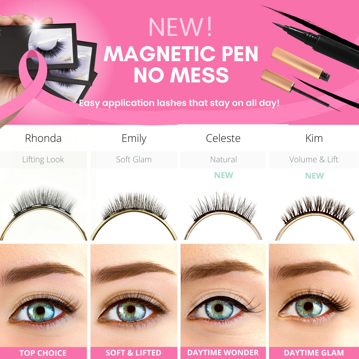 Pink Ribbon Favourites - Magnetic Eyelashes WitchyLashes